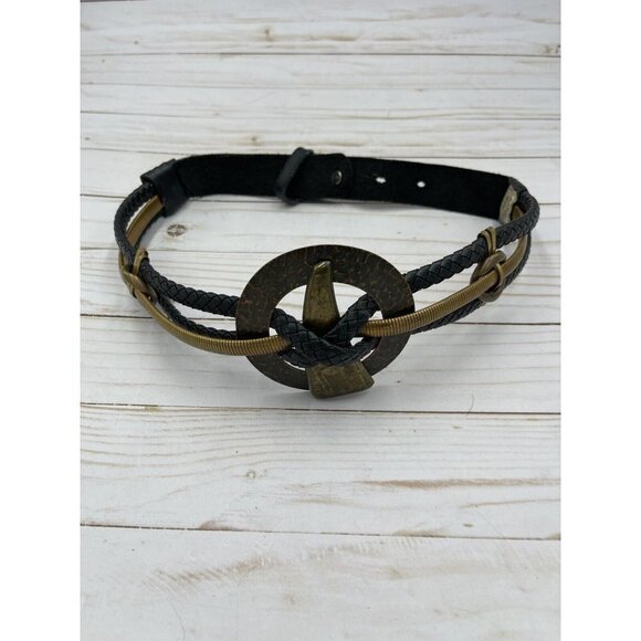 Vintage Leather Shop Small Belt Adjustable Art to Wear Deco Braided Mixed Metal main image 5